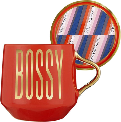 "BOSSY" MUG SET + GOLD SPOON